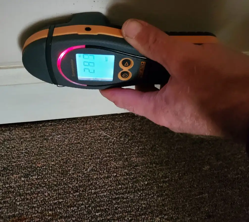 Moisture detection at baseboard during Mold Inspection & Testing in Clay