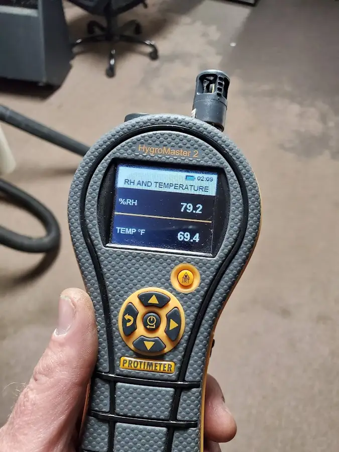 Moisture meter humidity assessment for Fire & Smoke Damage Restoration in Clay